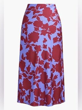 J. Crew Factory Bias Slip Women’s Skirt in Bright Burgundy Hydrangea